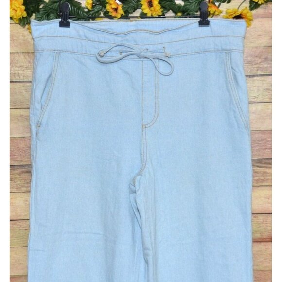 Cute Universal Thread Paper Bag Waist Light Wash Jeans Wide Leg Ladies 18 36x26 - Picture 2 of 11